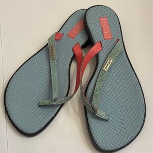 Bella Ha flip flops blue snakeskin thong sandals simple luxury sandals size 41